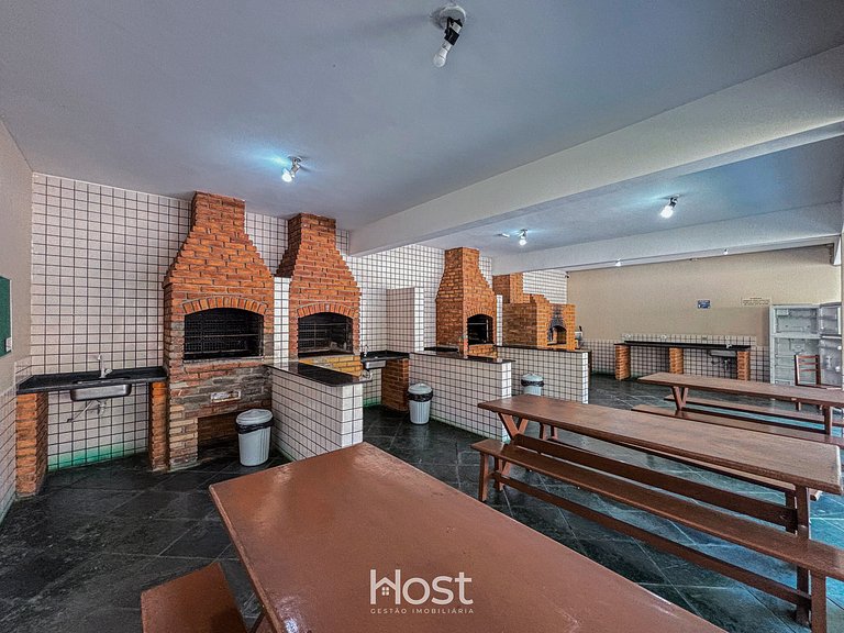 Ap com Piscina | Churrasqueira | 550m da Praia