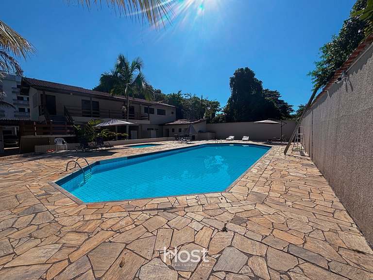 Ap com Piscina | Churrasqueira | 550m da Praia