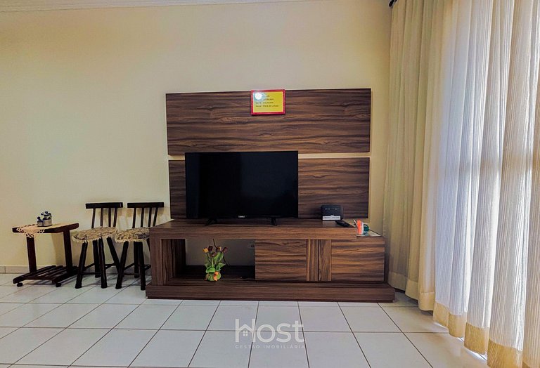 Ap c/ AC | Piscina | Churrasq | 200m Praia Grande