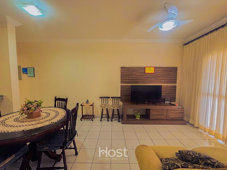 Ap c/ AC | Piscina | Churrasq | 200m Praia Grande