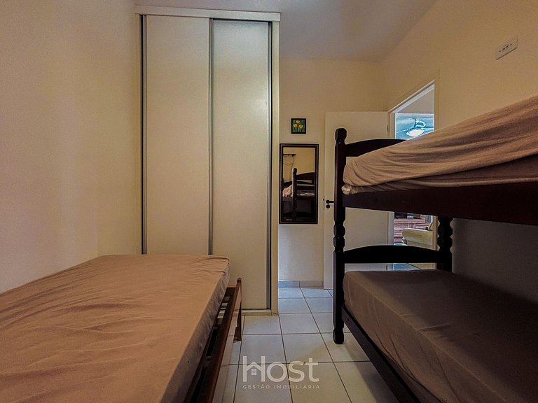 Ap c/ AC | Piscina | Churrasq | 200m Praia Grande