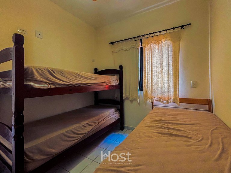 Ap c/ AC | Piscina | Churrasq | 200m Praia Grande