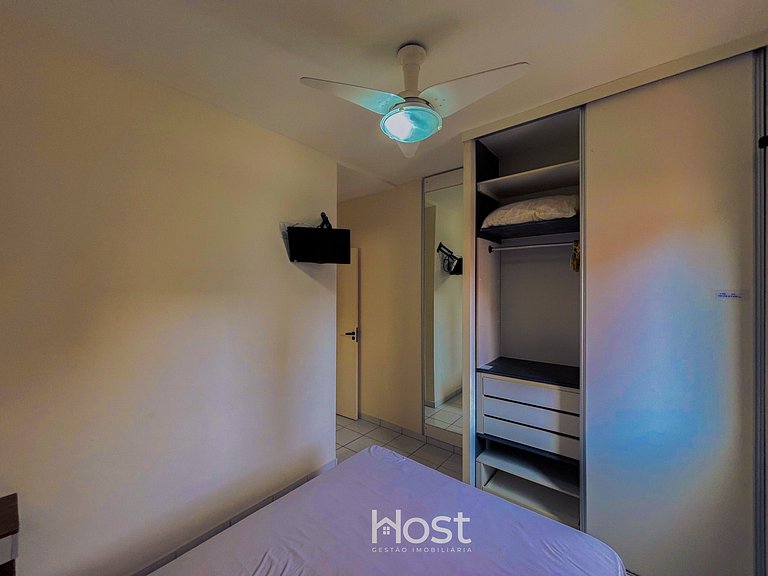 Ap c/ AC | Piscina | Churrasq | 200m Praia Grande