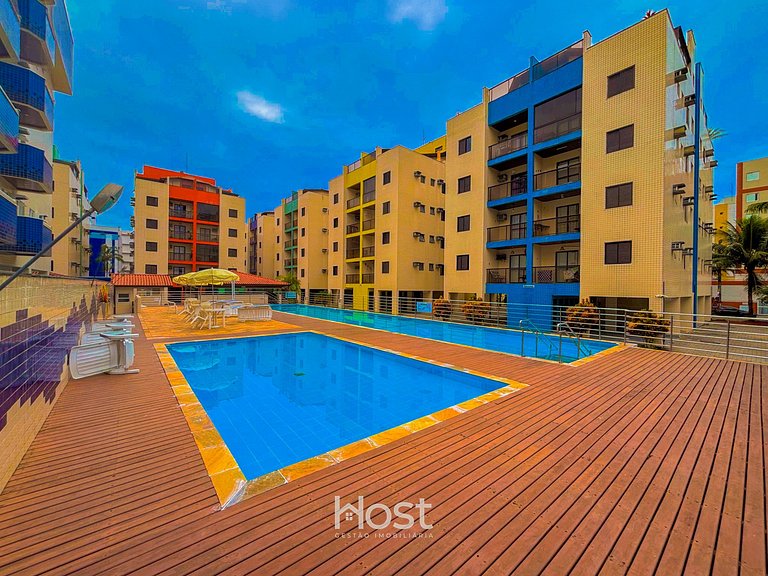 Ap c/ AC | Piscina | Churrasq | 200m Praia Grande