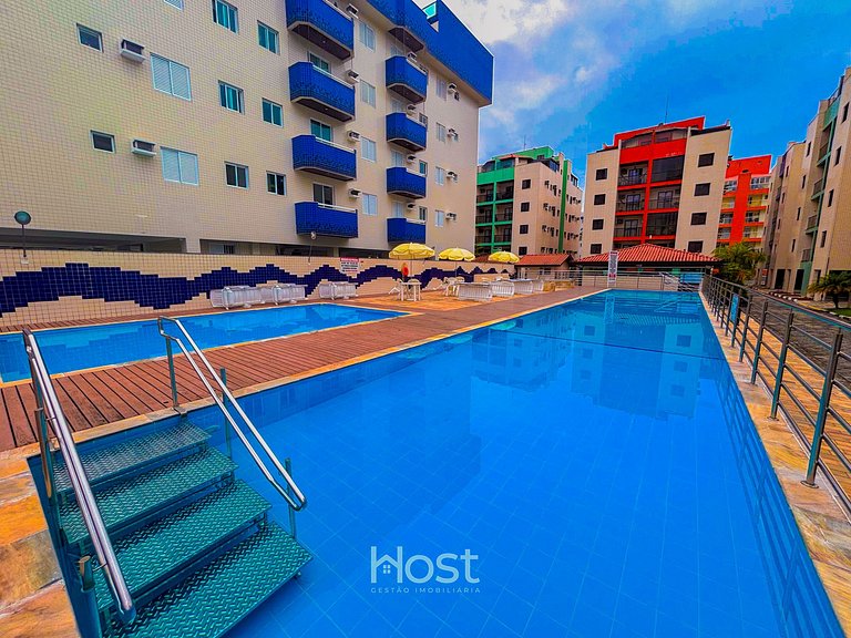 Ap c/ AC | Piscina | Churrasq | 200m Praia Grande