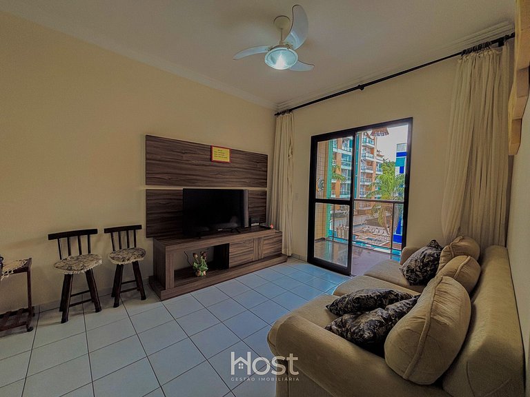 Ap c/ AC | Piscina | Churrasq | 200m Praia Grande